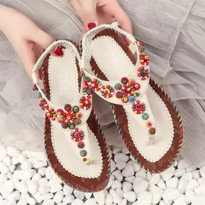 Women Fashion Boho Flats Flip Flop Roman Peep Toe Sandals
