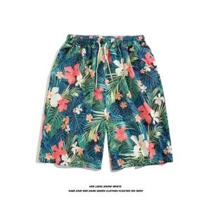 Men Casual Quick-Drying Printed Loose Beach Shorts Polyester