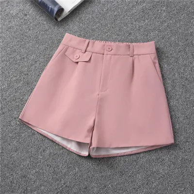 Women Solid Color High Waist Loose Wide-Leg Casual Shorts Large Size