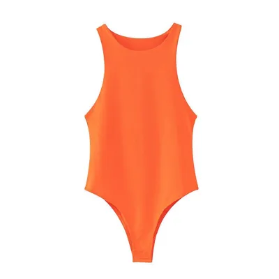 Women's Fashion Basic Solid Color Sleeveless Crewneck Bodysuit