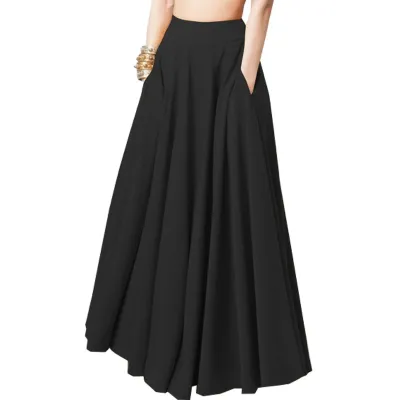 Women's Casual Solid Color Pleated Skirt - Elegant Style