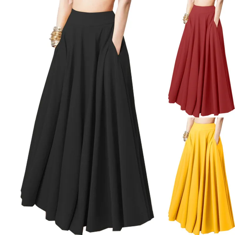 Women's Casual Solid Color Pleated Skirt - Elegant Style