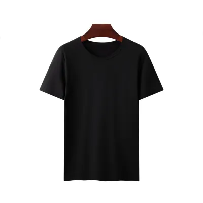 Men Casual Round Neck Short Sleeve Solid Color Simple Slim T-Shirt