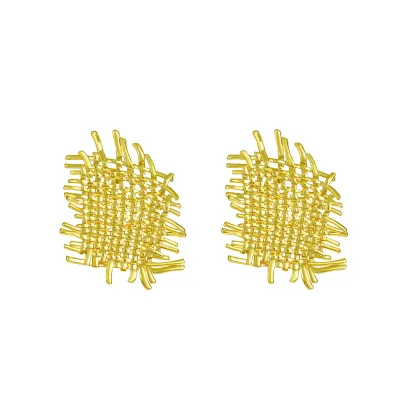 Women'S Fashion Irregular Mesh Braided Copper Geometric Earrings