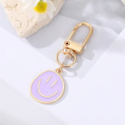 Women Cute Alloy Drip Oil Smiley Irregular Expression Bag Pendant Keychain