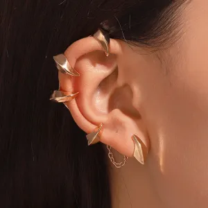 Women's Punk Dark Metallic Geometric Gothic Demon Minion Ear Clips Jewelry Earrings