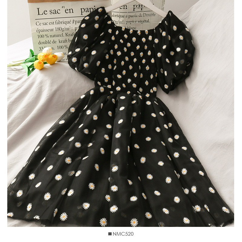 Wholesale Summer Vacation Style Mid-Length Puff Sleeve Women