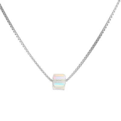 Women's Fashion Stainless Steel Transparent Multicolor Ball Bead Necklace