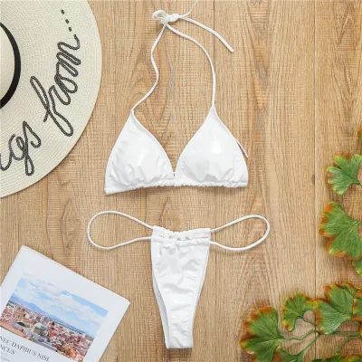 Women's Sexy Strappy PU Leather Bikini