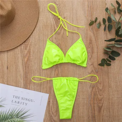 Women's Sexy Strappy PU Leather Bikini