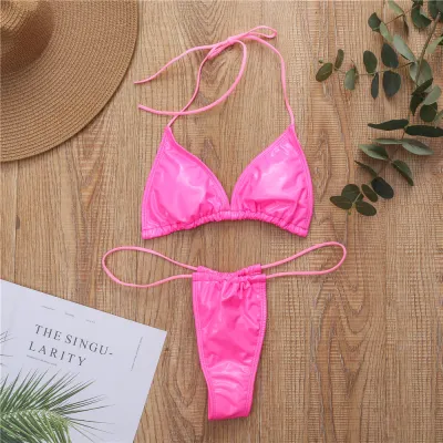Women's Sexy Strappy PU Leather Bikini