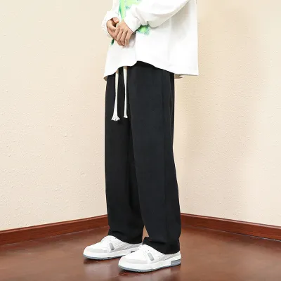 Men's Corduroy Pants Loose Straight Trousers