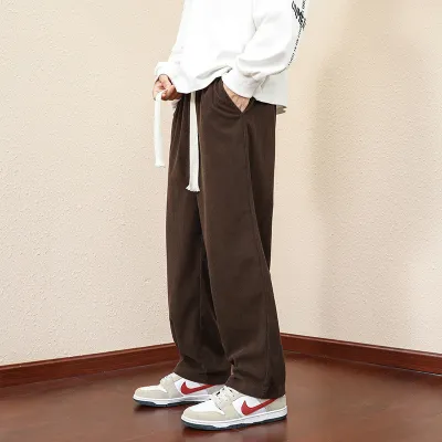 Men's Corduroy Pants Loose Straight Trousers