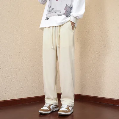 Men's Corduroy Pants Loose Straight Trousers