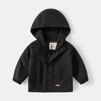 Children Kids Baby Fashion Boys Long Sleeve Solid Color Hooded Zipper Coat
