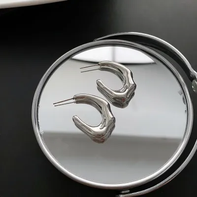 Women Fashion C-Shaped Creative Geometric Titanium Steel Earrings