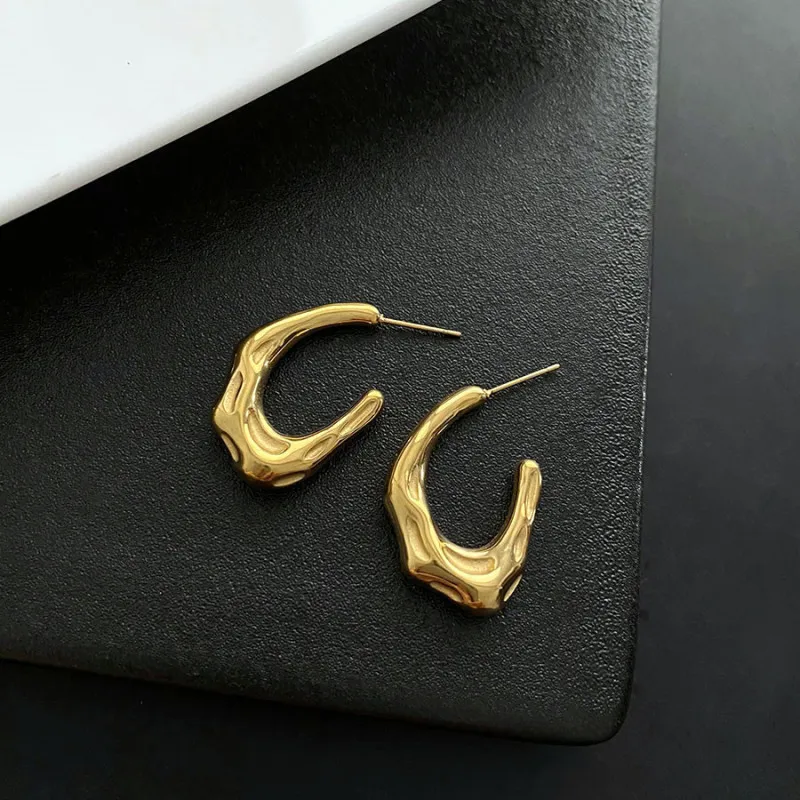 Women Fashion C-Shaped Creative Geometric Titanium Steel Earrings