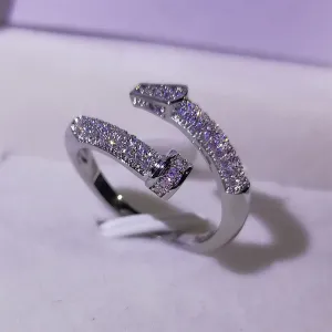 Women's Fashion Classic Nail Micro Paved Zircon Ring