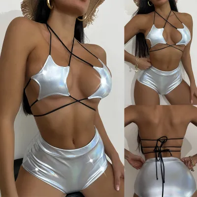 Women Sexy Star Shaped Halter Neck Spaghetti Strap High Waist Two-Piece Swimsuit