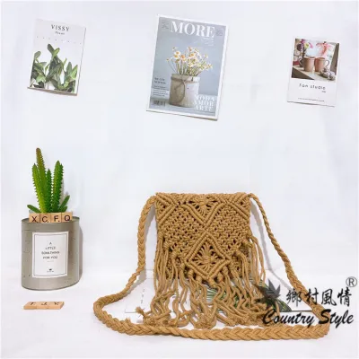 Women Fashion Boho Straw Woven Crossbody Bag Small Geometric