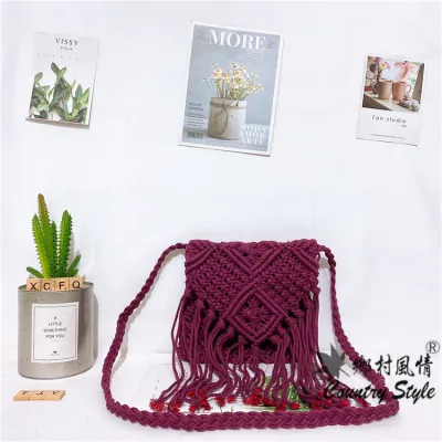 Women Fashion Boho Straw Woven Crossbody Bag Small Geometric