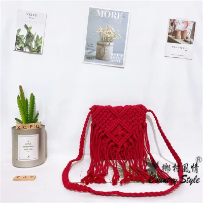 Women Fashion Boho Straw Woven Crossbody Bag Small Geometric