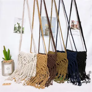 Women Fashion Boho Straw Woven Crossbody Bag Small Geometric