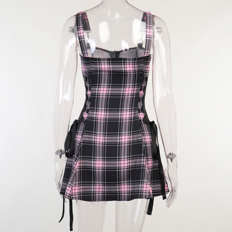 Wholesale Gothic Plaid Print Zipper Fashion Dress Wholesale Gothic Plaid Print Zipper Fashion Dress