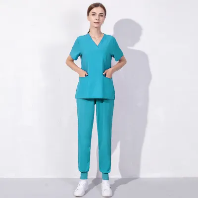 Women Summer Nurse Work Uniform Hand Washing Suit Pants Set