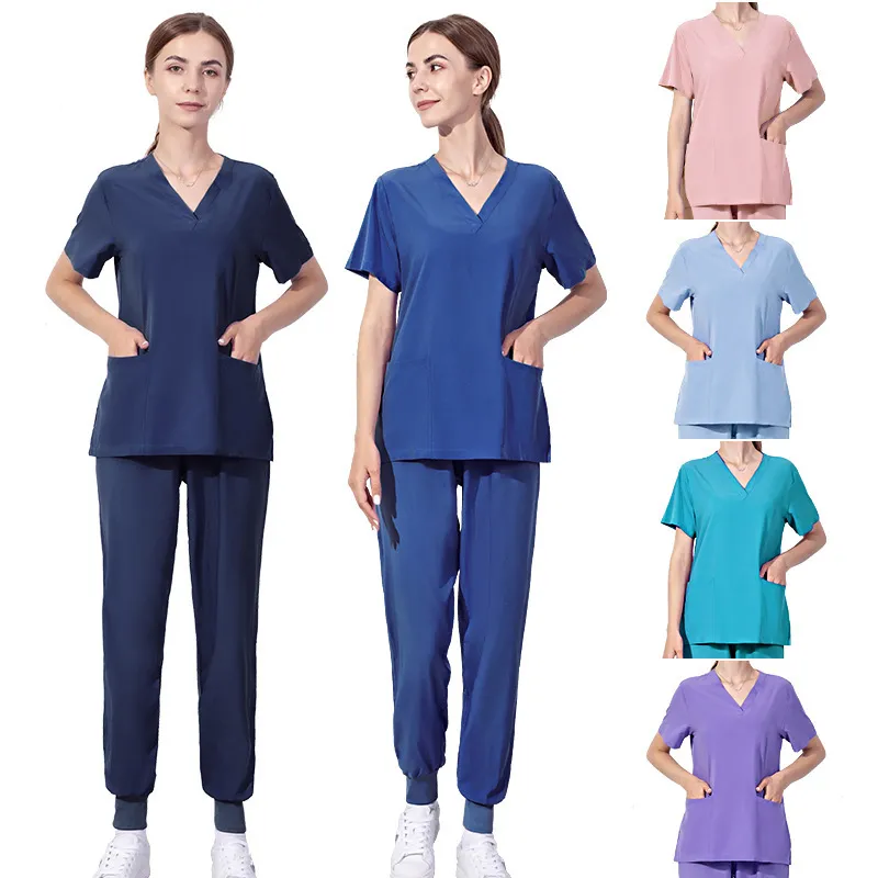 Women Summer Nurse Work Uniform Hand Washing Suit Pants Set