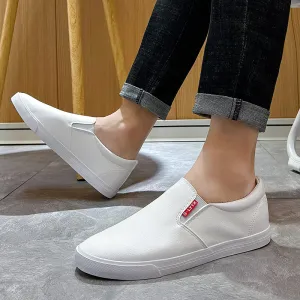 Men's Casual PU Loafers Low Top Slip On Solid Color Shoes