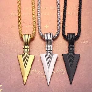 Men's Fashion Retro Triangle Arrow Pendant Necklace