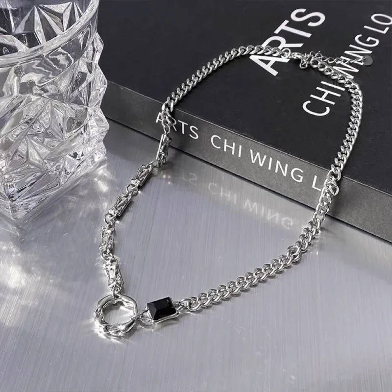 Men'S Fashion Irregular Ring Titanium Steel Necklace