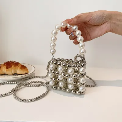 Niños niños bebé moda para chicas cadena de perlas Mini mensajero monedero bolso