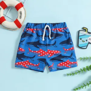 Toddlers Newborn Baby Boys Cartoon Shark Printed Swimwear Shorts with High Elasticity