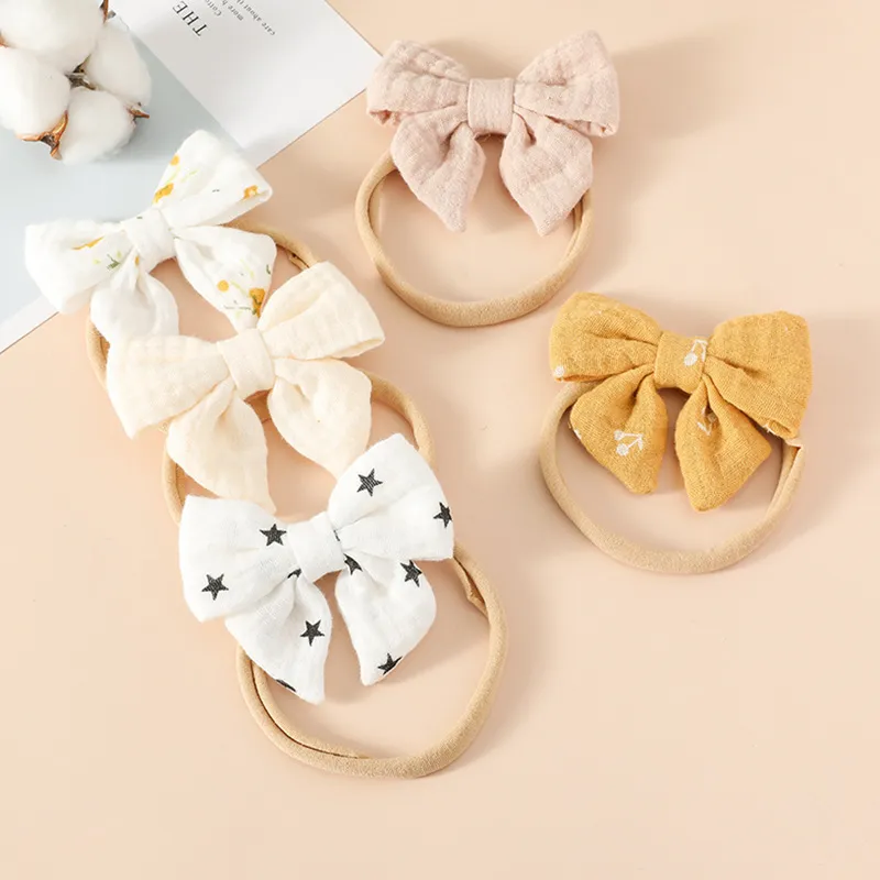 Toddlers Newborn Kid Baby Girls Bowknot Elastic Nylon Soft Headband Hair Accessories