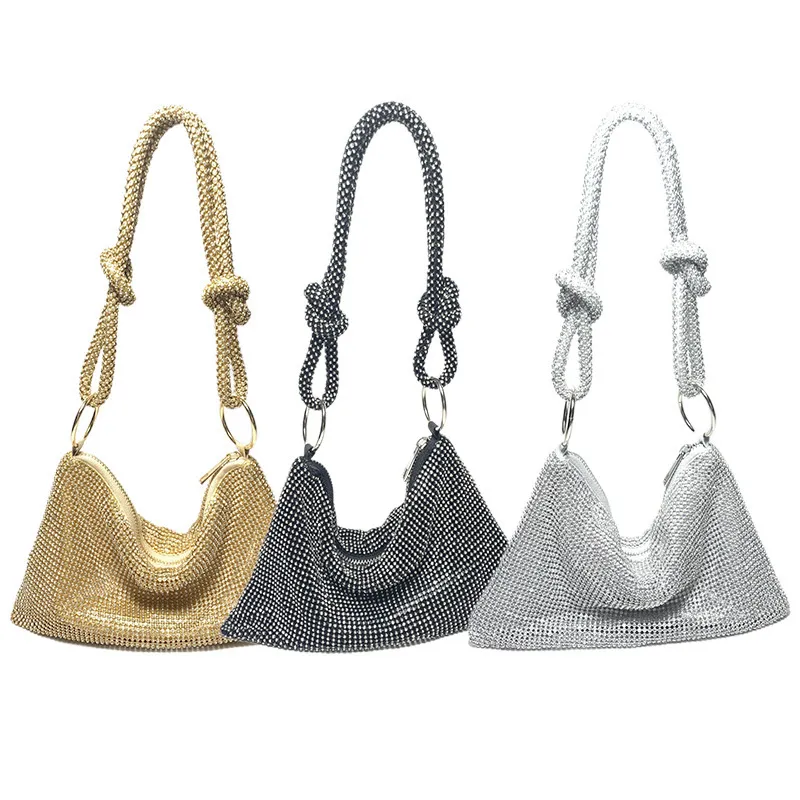 Women Knotted Rhinestone Underarm Evening Bag