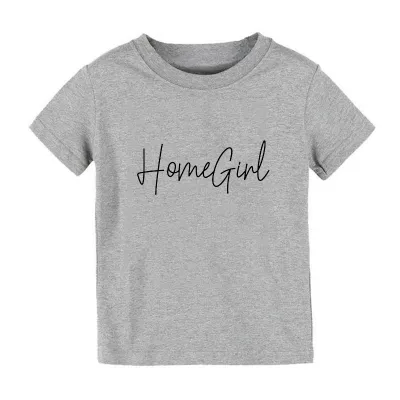 Children Kids Baby Fashion Girls Basic Casual Homegirl Letter Print Short Sleeve Cotton T-Shirt