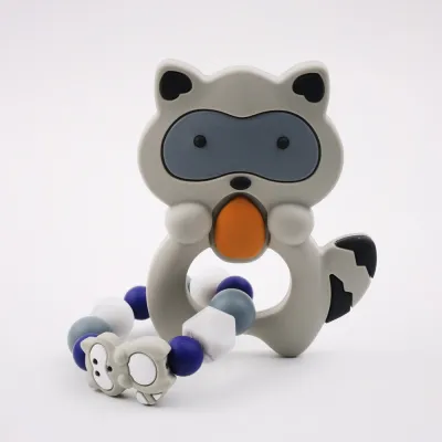 Toddlers Newborn Baby Fashion Cartoon Raccoon Silicone Teether Food Grade Silicone Kids Accessories