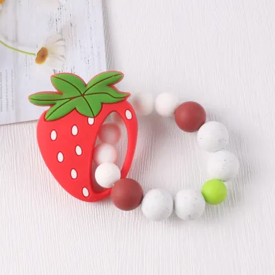 Toddlers Newborn Baby Fashion Cartoon Fruity Silicone Wooden Teething Soothe Toys