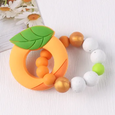 Toddlers Newborn Baby Fashion Cartoon Fruity Silicone Wooden Teething Soothe Toys