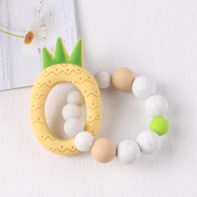 Toddlers Newborn Baby Fashion Cartoon Fruity Silicone Wooden Teething Soothe Toys
