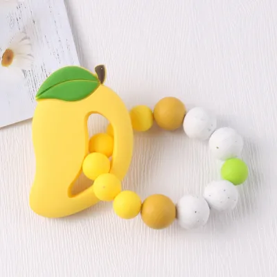 Toddlers Newborn Baby Fashion Cartoon Fruity Silicone Wooden Teething Soothe Toys