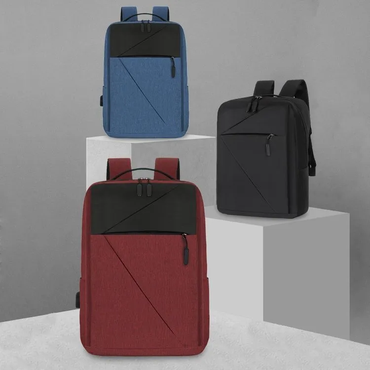 Men's Casual USB Rechargeable Large Capacity Oxford Backpack and Mini Chest Bag Three-Piece Set