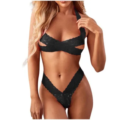 Women's Sexy Lace Hollow Lingerie Bra Set