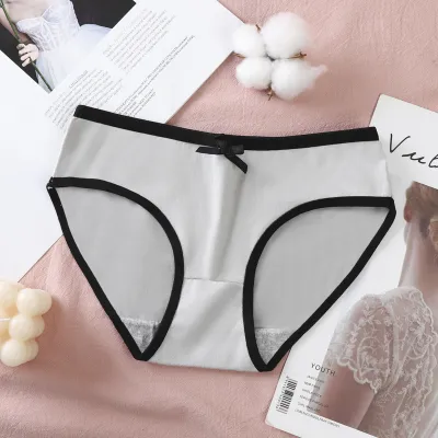 Women's Simple Mid-Waist Bowknot Briefs