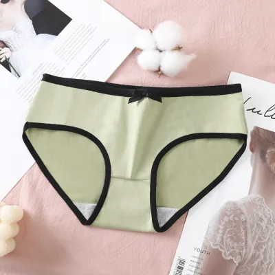 Women's Simple Mid-Waist Bowknot Briefs