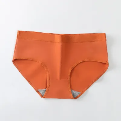 Women's Comfortable Mid Waist Solid Color Briefs Panties
