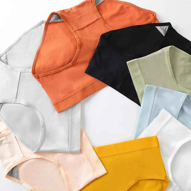 Women's Comfortable Mid Waist Solid Color Briefs Panties
