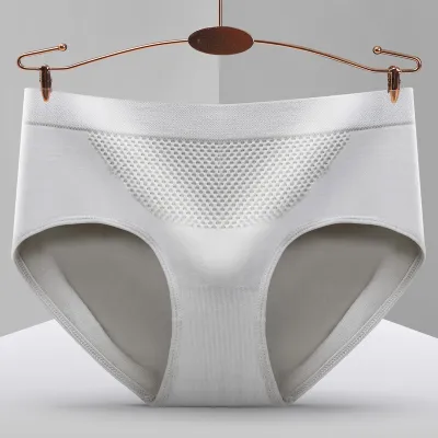 Women's Mid-Waist Pure Cotton Crotch Belly Control Buttocks Honeycomb Seamless Underwear